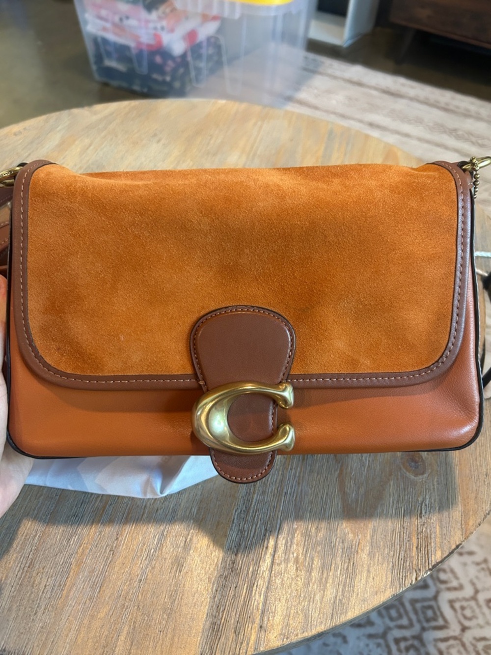 Coach Shoulder Bag in Chestnut and Suede Brown